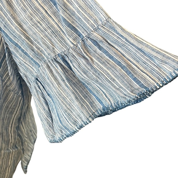 Tahari Linen Blue and White Striped Blouse Tunic Top 2X - Picture 4 of 5